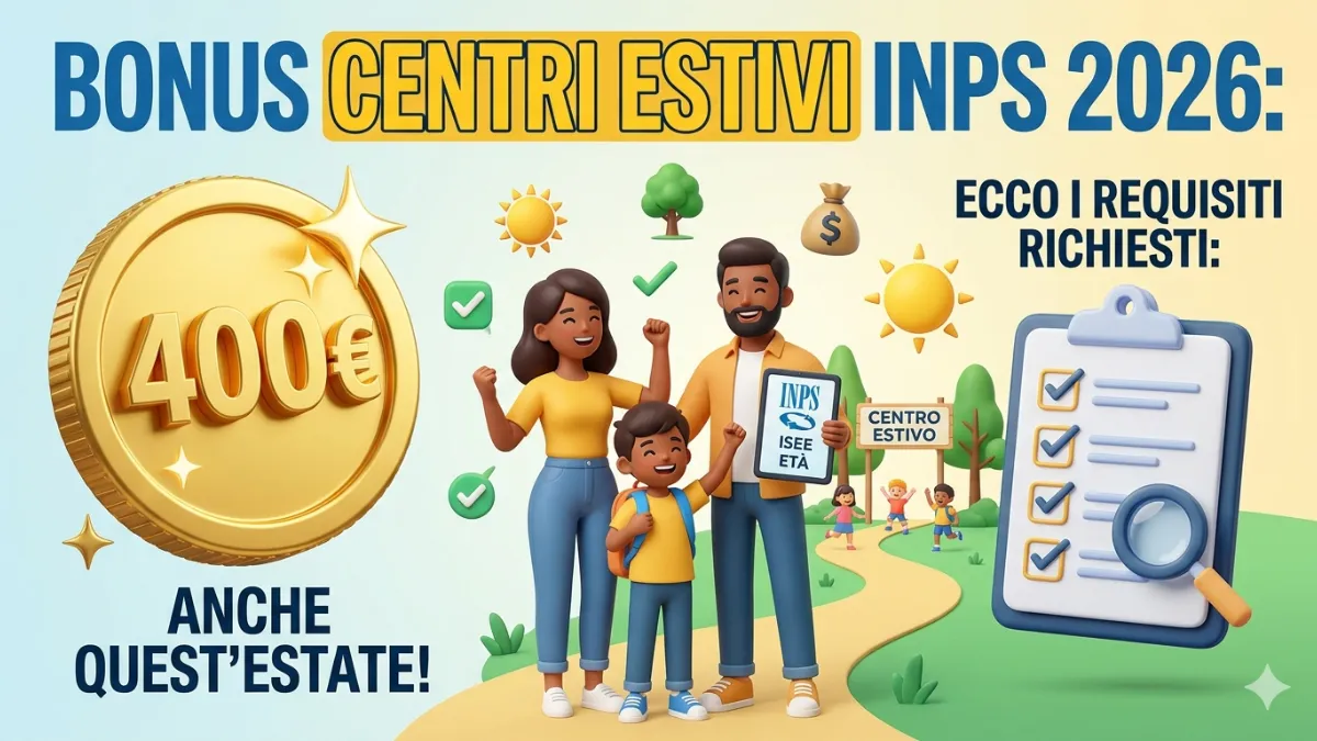 Bonus centri estivi INPS 2026: Arriva il bonus da 400 euro