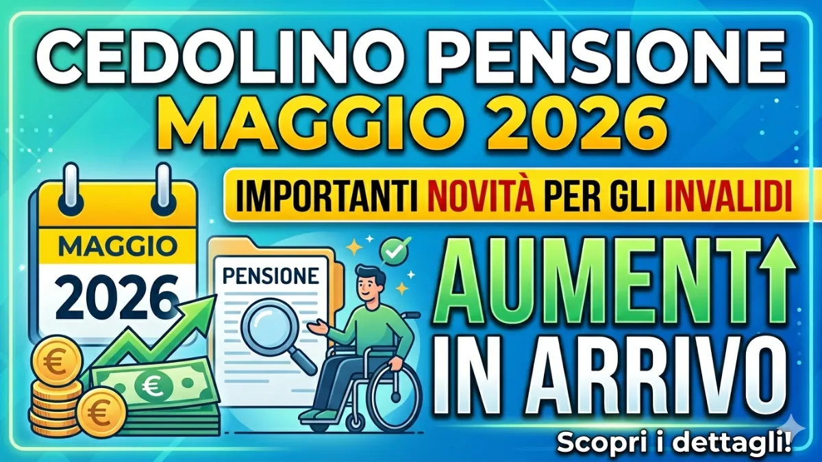 Cedolino Pensione di Maggio 2026: Arrivano importanti novità per gli invalidi! Ecco gli aumenti