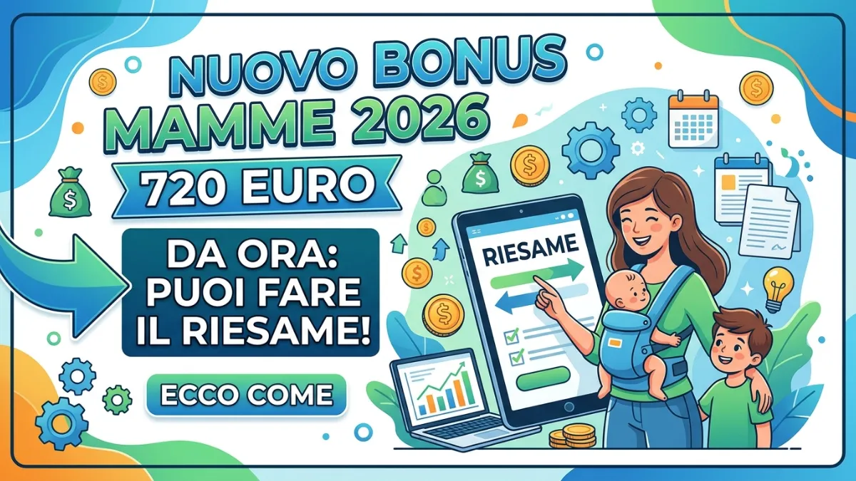 Nuovo Bonus mamme 2026 da 720 euro: Da ora puoi fare il riesame! Ecco come